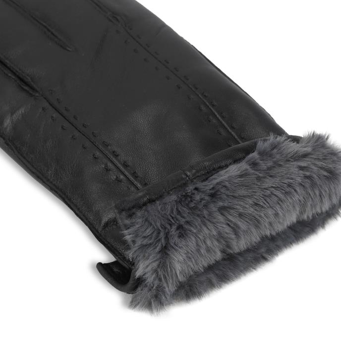 Isotoner® Mens Leather Glove With Stitch Detail Black Extra Image 5